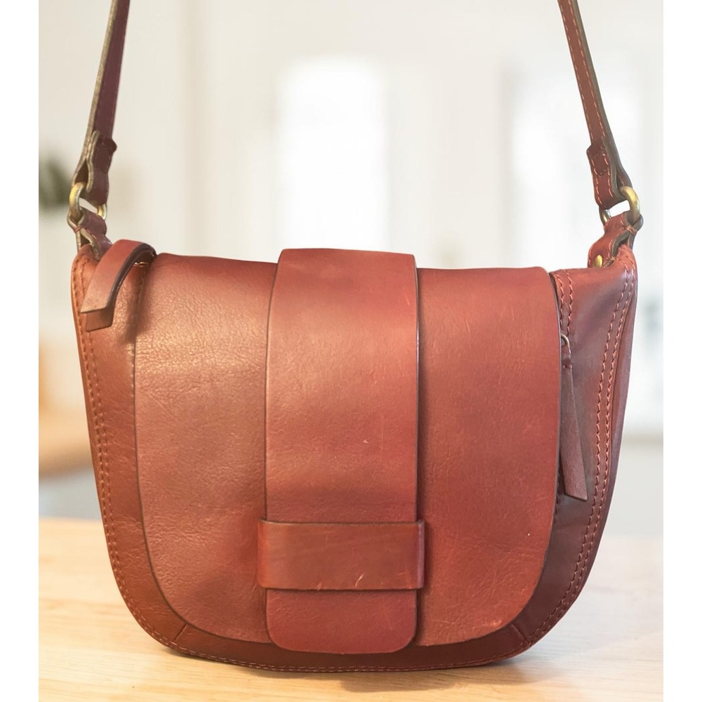 Mahogany Red Leather Crossbody Saddle‎ Shoulder Bag Made in India